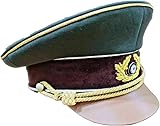 RegalCrafters WW2 German Army General Visor Cap Officer World War II Reproduction Germany Green and Brown (US, Numeric, 7 1/8, Cotton)