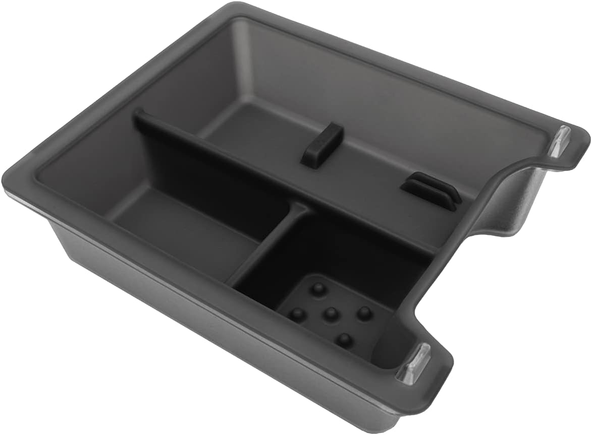 Jowua2021 Tesla Model 3 Model Y Center Console Tray Organizer Accessoies using washable silicone with Model 3 Model Y Refresh Console (3 Compartments, Translucent Grey)