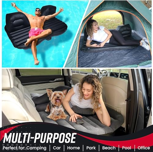 Image of Premium-Car-Inflatable-Bed-with-Pump-2-Air-Pillow-Quick-Inflatable-Back-Seat-Bed-Car-Inflatable-Mattres-Car-Bed-Mattres-Carr-Bed-For-Kids-Travel-Trip's-Beach-Bad-Breath-Cool (Black)