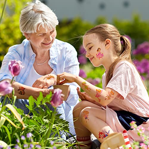 Qpout 24 Sheets Kids Tattoos For Girls, 12 Sheets Princess Temporary Tattoos And 12 Sheets Flower Fairy Temporary Tattoos, Waterproof Fake Tattoos For Girls Birthday Party Favors #TOP3