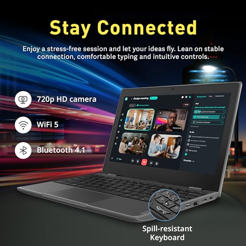 Image of Lenovo Chromebook 100e (2nd Gen) 11.6 inch HD Laptop, MediaTek MT8173C, 4GB LPDDR3, 32GB eMMC, Integrated PowerVR GX6250, 720P HD Webcam, WiFi 5, Chrome OS, Black (Renewed)