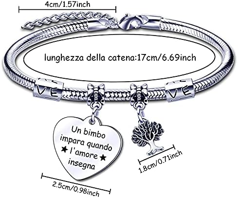 AIMINI Bracciale Regalo per Insegnante Braccialetti Un grande insegnante è diffficile da trovare e lmpossibile da dimenticare Incisione, per Laurea, Compleanno
