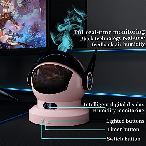 Spaceman Aromatherapy Machine, Unique Humidifier Ultrasonic Aromatherapy Humidifier, Usb Humidifier, Timer Automatic Shut-Off, Night Light, Quiet Design, Display Humidity (Light Pink) #TOP2