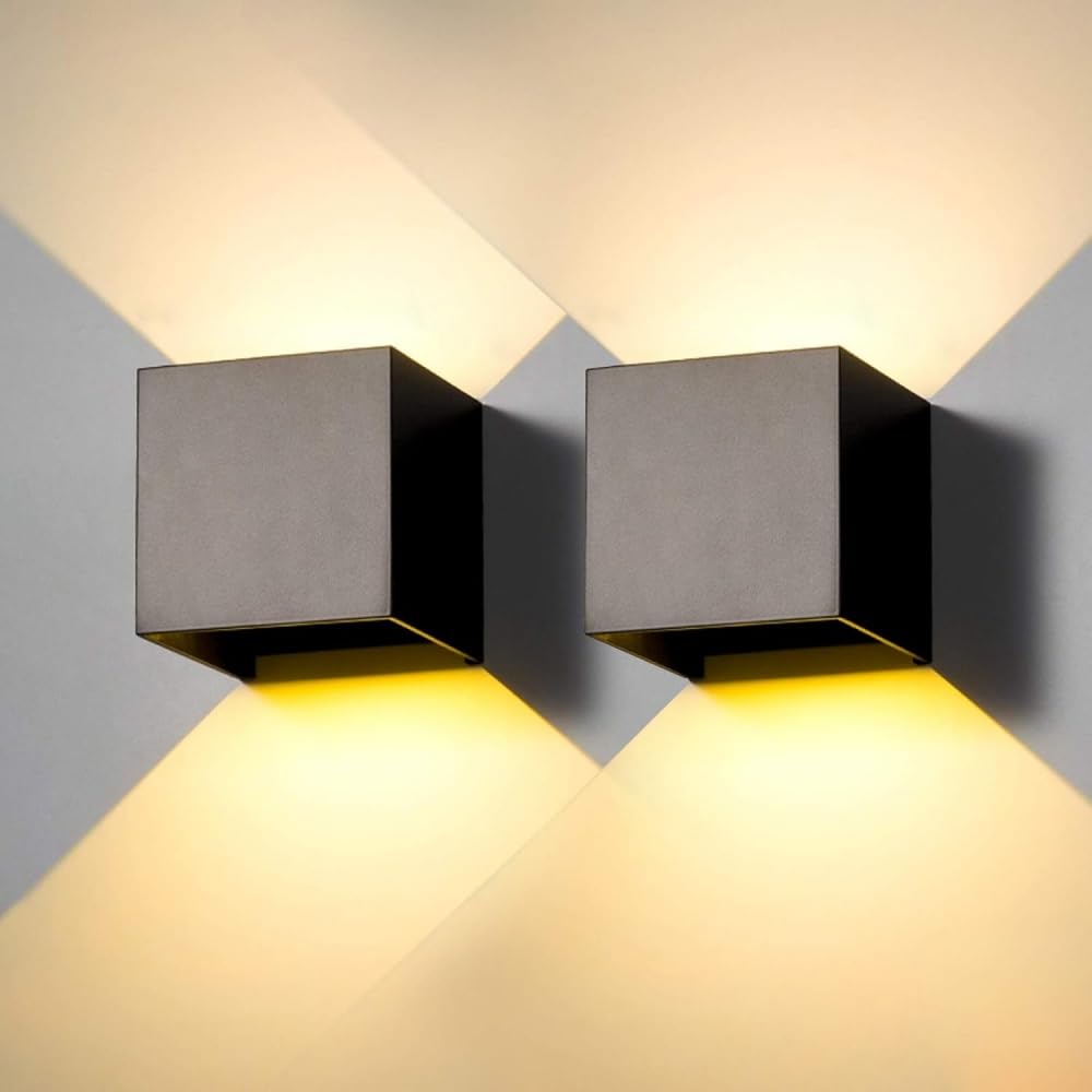 LuminaCube 12W LED Wandleuchte, Einstellbarer Lichtstrahl, 3000K Warmes Licht, Zum Gebrauch einstecken, Modern für Wohnzimmer, Schlafzimmer, Garten, Flur, Treppen