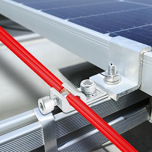 4 Stück Erdungsklemme PV Modul Aluminium Solarpanel Erdungsclips, Solarmodul Halterung mit 1 Schraubenschlüssel, Solarpanel Erdungsclip Potentialausgleich für Solar Montage System Kit