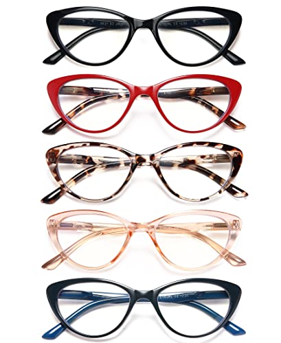 EYEURL 5-Pack Cat Eye Reading Glasses for Women