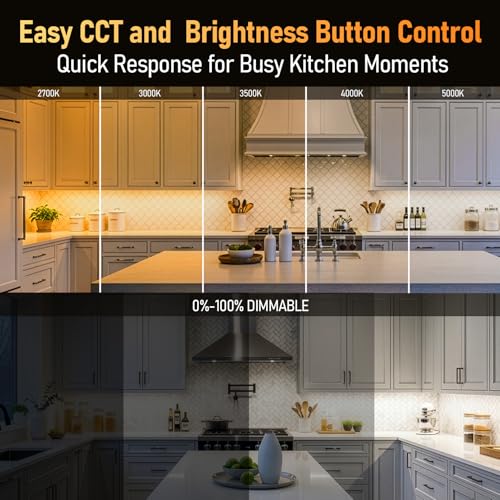 TORCHSTAR LED Under Cabinet Task Lighting, Ultra-Thin Fits 12-Inch Cabinets, Edge-Lit CRI90 Linkable Dimmable Under Counter Lights, 8W 600LM, 5CCT, ETL, Hardwired & Plug-in, Pack of 2 by TORCHSTAR - Used condition - Image 5