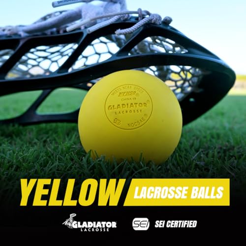 Gladiator Lacrosse® Single Official Lacrosse Ball – Yellow – Meets NOCSAE Standards, SEI Certified - Thumbnail 3
