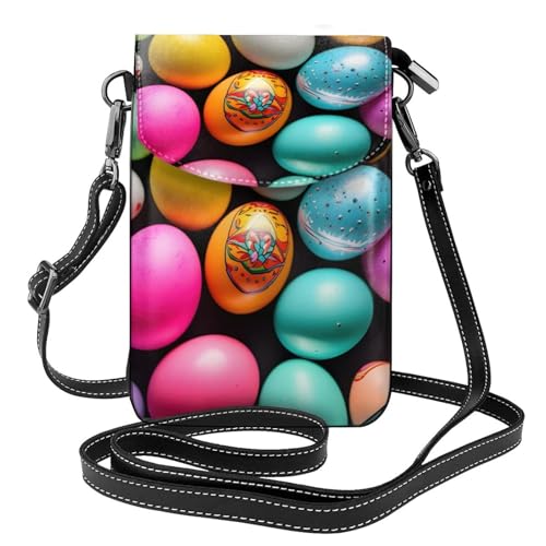 Petit sac à main en cuir imprimé œufs de Pâques avec bandoulière réglable pour femme