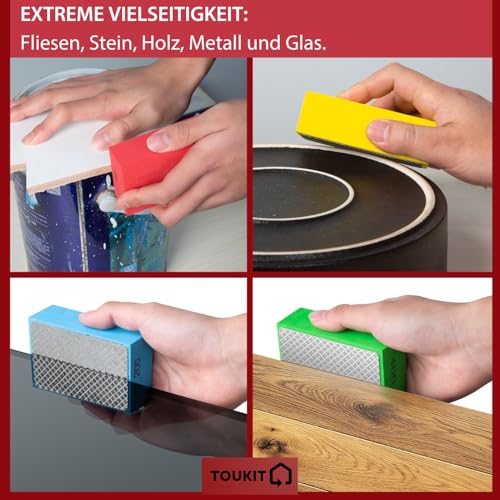 Glas Schleifen x4 Stück Fliesen Schleifen 60/100/200/400 Diamant Schleifpad Fliesen Schleifscheibe - Glas Polieren, Holz Schleifen Harz Schleifblock für Steine Glasschleifmaschine Schleifpad Beton