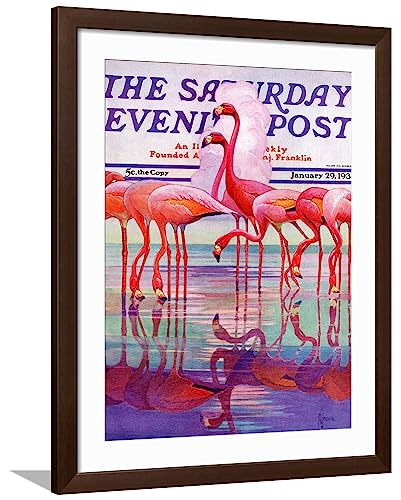 ART.COM Pink Flamingos 24x32 Framed