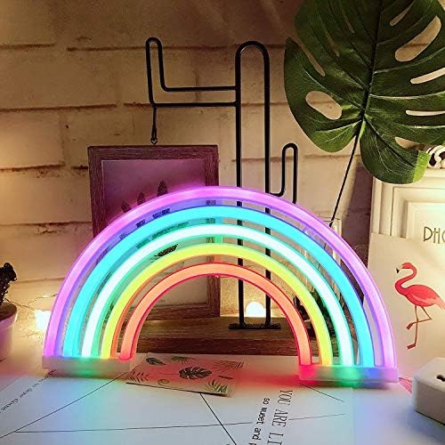 Rainbow LED Neon Signs Art Colorful Neon Lamp Night Lights Indoor Wall Decor for Home Party Anniversary Valentine Gifts Bedroom Decoration
