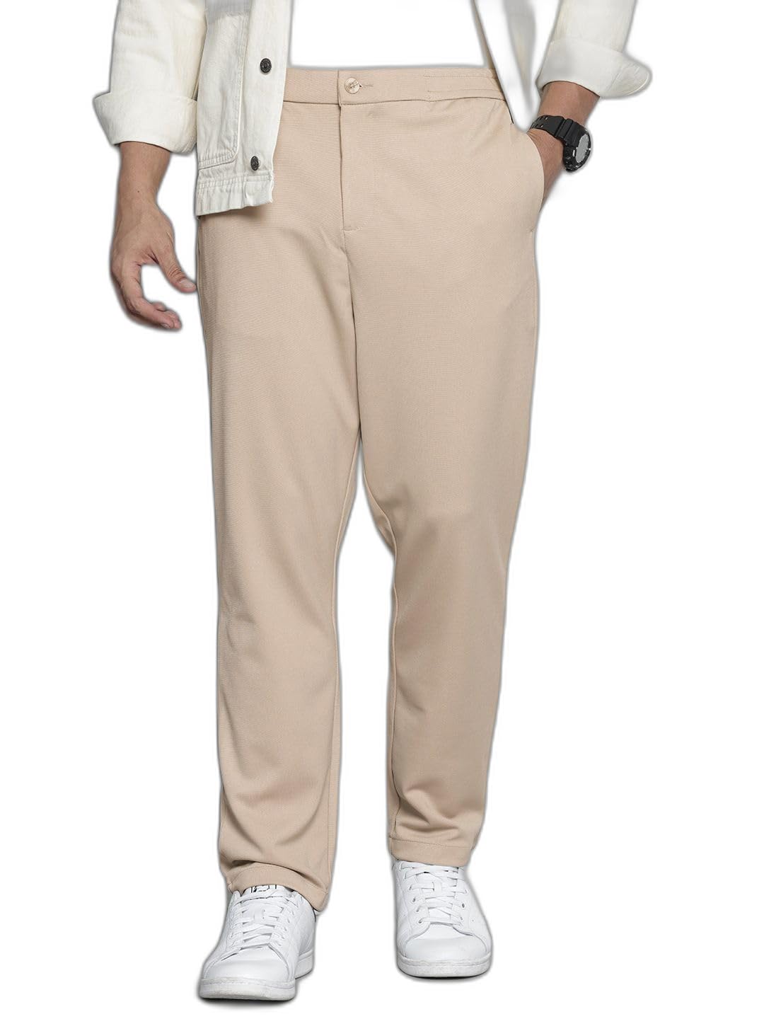 the indian garage co Men Relaxed Fit Solid Street Wear Chinos-picture-34