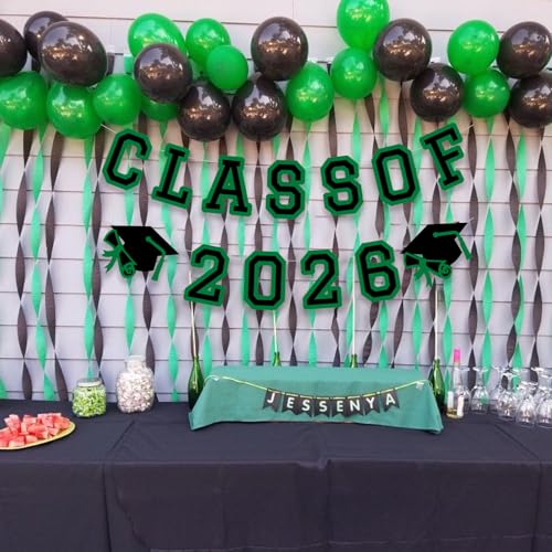Image of Class of 2026 Graduation Banner University College Grad Garlands Decoration Party Supplies High School Colors Green