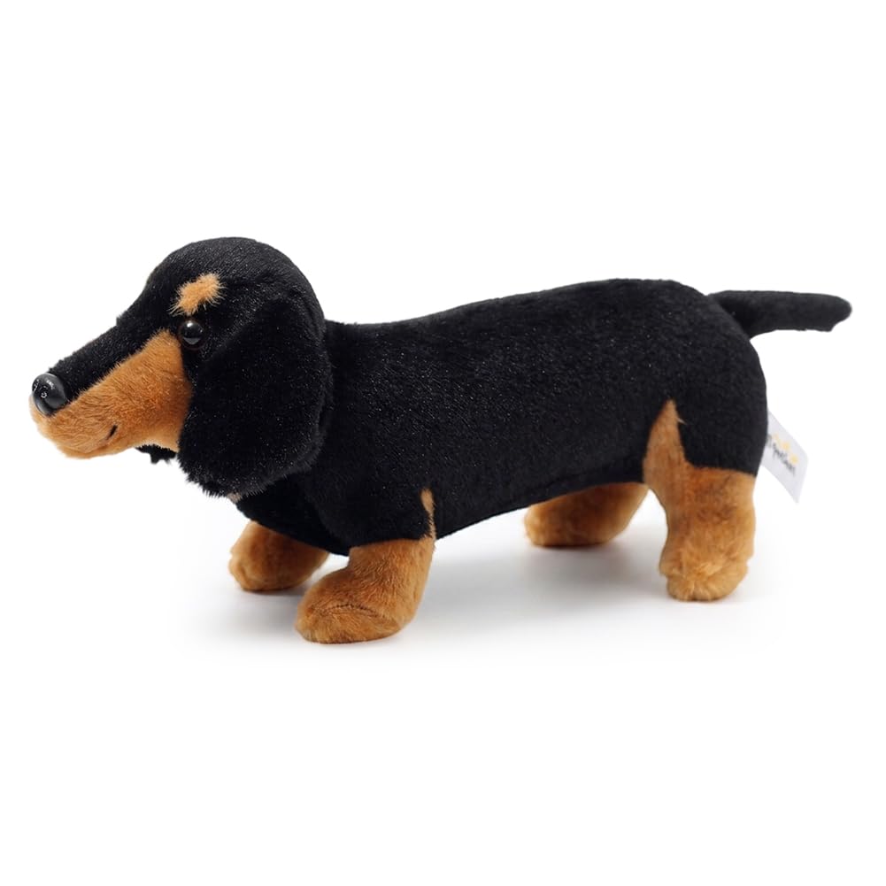 QWEPU Sausage Dog Doll, Realistic Dachshund Plush, for Birthday Gift Christmas -Home Living Room Bedroom 30CM (black) Suitable for adults or teenagers — image 1