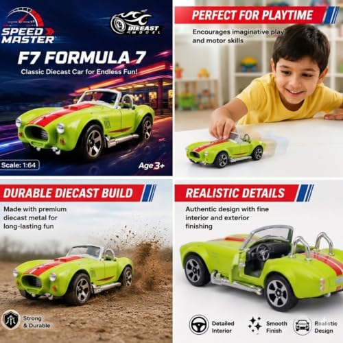 Image of Premium 1:64 Scale Die Cast Metal Sports Model with Free Rolling Wheels, Realistic Mini Metal Car, Green Color Finish, Collectible Display Vehicle, Gift for Kids & Car Enthusiasts