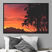 Framed Canvas Wall Art Palm Tree Colorful Cool Group Multicolor Photography Places Realism - 16x24 inches