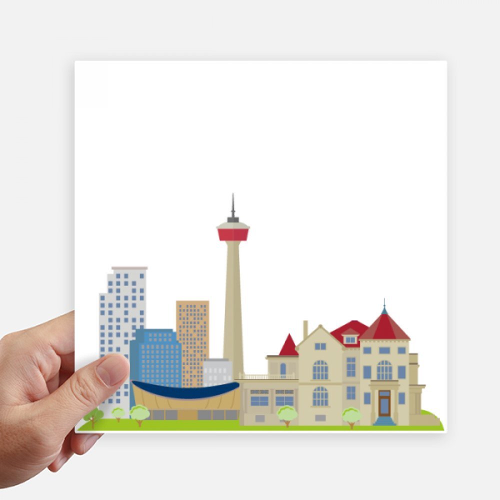 Autocollant Canada ville motif Tour de télévision carré 20cm déco mur et valise