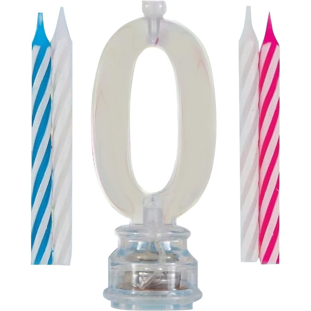 Unique Party 37530 - Colour Changing Flashing Number 0 Birthday Candle Holder with 4 Candles