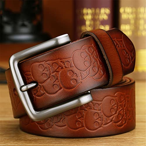 Men's Belt Leather Embossed Casual Leather Belt Men's Youth Pants with Pin Buckle Business3