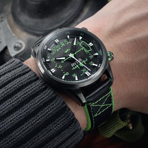 Image of AVI-8 Men's 44mm Hawker Harrier HUD Automatic Watch with Rubber /Leather Strap AV-4117