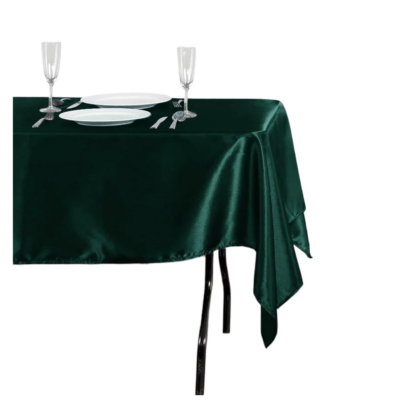 LOPJGGYF Dark Green Satin Tablecloth Rectangle Overlay Table Cover Decoration For Wedding Banquet Party Events for Wedding Banquet Party Events(145x220CM)