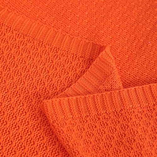 Image of NTBAY Rayon Derived from Bamboo Knit Twin Blanket, 60 x 80, Orange | Breathable Cable Knit Throw Made with Rayon Derived from Bamboo, Soft Cooling Bed Throws for Sofa, Bed, Reading, and Travel