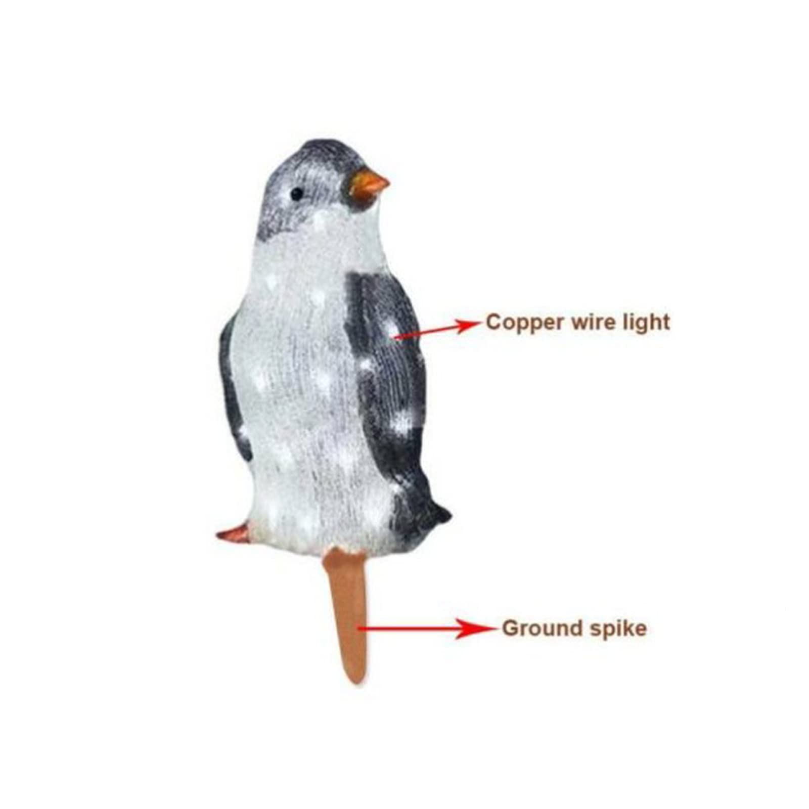 3 decorazioni natalizie a forma di pinguino che si illuminano, in acrilico, per interni ed esterni, decorazione da giardino, con mini luci a LED