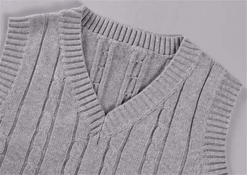 Men V-Neck Vest Sleeveless Sweater Thickened Warm Simple Slim Fit Knit Top Fall Winter4