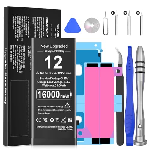 Batterie pour iPhone 12 / 12 Pro de qualité supérieure 16000mAh Lithium ION durable