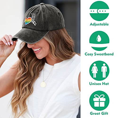 Image of Gay Pride Baseball Hat for Men and Women, LGBT Rainbow Embroidered Trucker Hats Adjustable Washable LGBTQ Baseball Cap Gifts