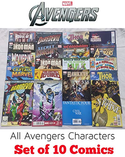 Image of Avengers Comics Books | Marvel Comics | Iron Man | Hulk | Captain America | Fantastic Four | Wolverine | Daredevil | Thor | Assorted Selection of 10 Comics Books