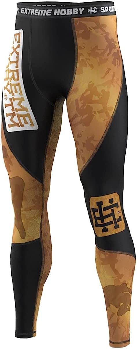 Exterme Hobby Legging thermoactif de compression pour homme Motif Golden Warrior Noir