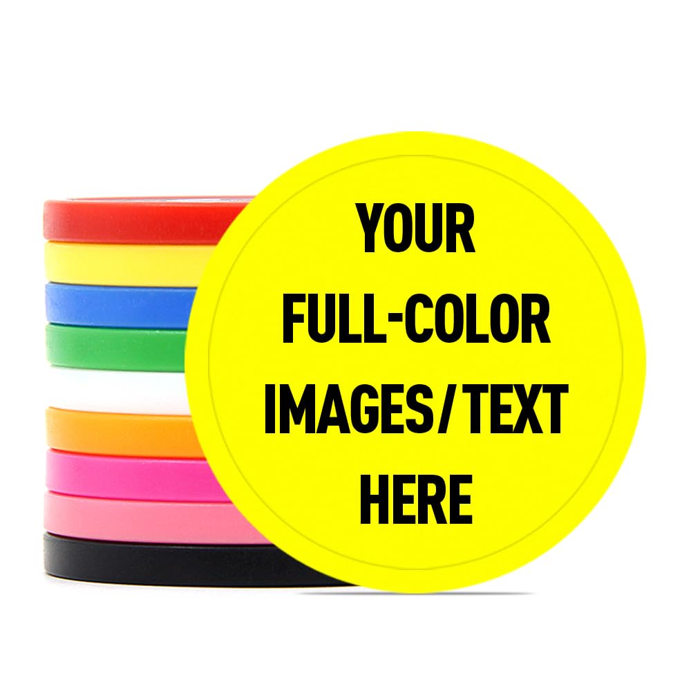 40mm Custom Plastic Bar Tokens, Full-Color Print Your Personalized Photo and Text on Chips, for Drink Tokens, Poker Game and Board Game (Yellow)