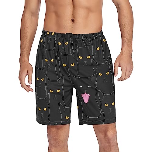 Cute Black Cats Pajama shorts Mens Lounge Sleep Shorts Super Soft