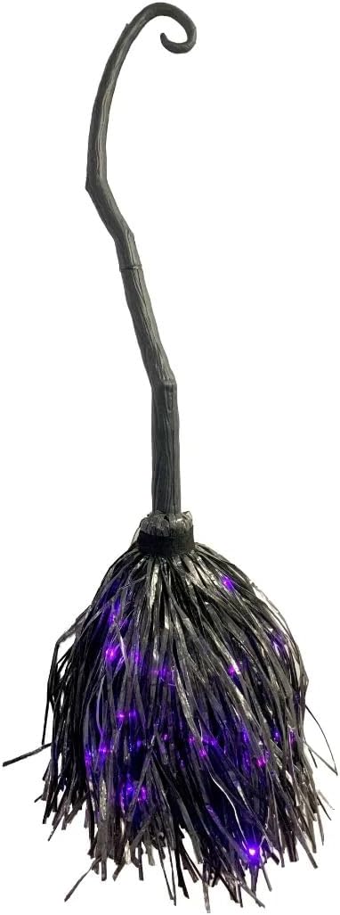 Party Magic Broom with Lights 100cm - Halloween