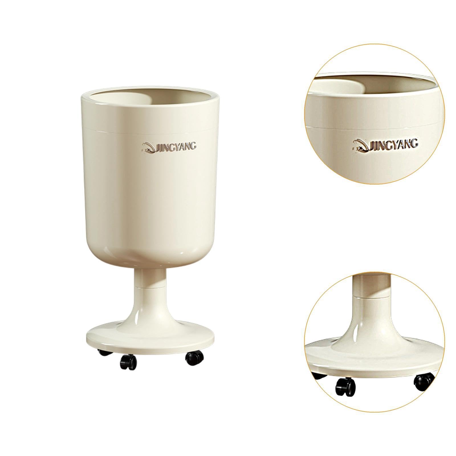 KESOTO Contenedor de Basura con Ruedas, Capacidad de 16L, Fabricado en Material PP de Fácil Cuidado, Resistente Y Funcional con Un Diseño Innovador para Ofic, Blanco, Individual