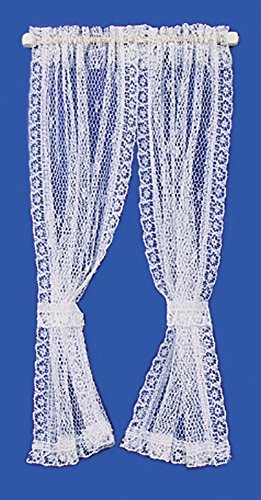 Rideaux filet dentelle miniature pour décorer le salon d'une maison de poupées 1:12