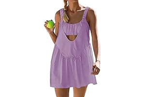 Purple Athletic Dress with Built-in Bra and Shorts Pockets