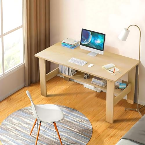 Image of MATTERHORN Engineered Wood Office Table, Work from Home Table with Shelf for Storage (DIY, 900 x 500 x 800 cm, MOOT0126-10001) (Beige)