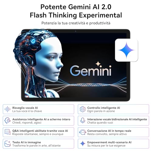 TABWEE T20 Android 16 Tablet con Tastiera - 24 GB RAM+ 256 GB ROM(2 TB TF), Octa-Core, Gemini AI, Widevine L1, Tablet 10 Pollici, 5000 mAh, 8 MP+5 MP, Face ID, 3.5 mm Jack Port (4 Anni Garanzia) - Immagine 3