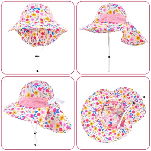 Image of Toddler Baby Sun Hat Kids Summer Beach Essentials Adjustable Beach Hats with Bucket Wide Brim for Boys Girls Age 0-14 Years