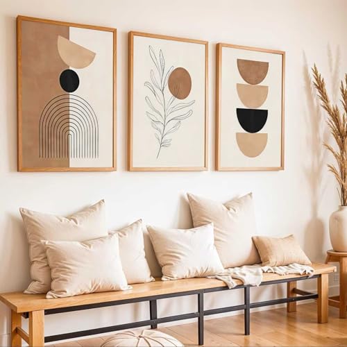 Image of HOTHOUSE Home Decor Boho Painting Decorative Wall Art poster With Frame For Living Room Bed Room Hotel Wall Decor Digital Reprint Set of 3 (13X17 inch)