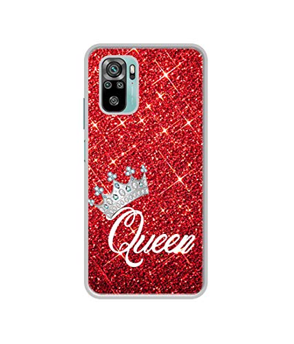 Image of Amazon Brand - Solimo Designer Queen On Red Glitter UV Printed Soft Back Case Mobile Cover for Mi Redmi Note 10 / Note 10S