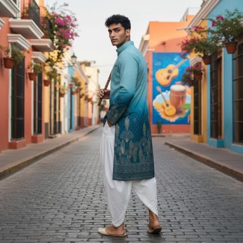 Image of Trustous Men's Printed Kurta Dhoti Set Traditional Ethnic Wear for Festivals & Weddings | Men's Stylish Printed Kurta with Dhoti Set | Traditional Indian Ethnic Wear for Men