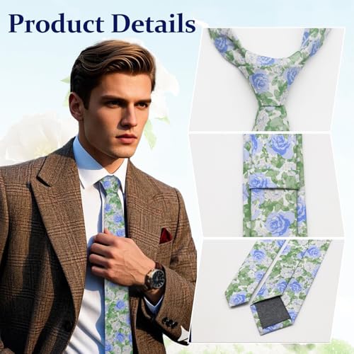 Image of Floral Ties Skinny Tie for Men, Cotton Mens Neckties for Weddings | 2.56'', floral, slim, soft and comfortable, men's neckties for casual, business, party, daily, dating