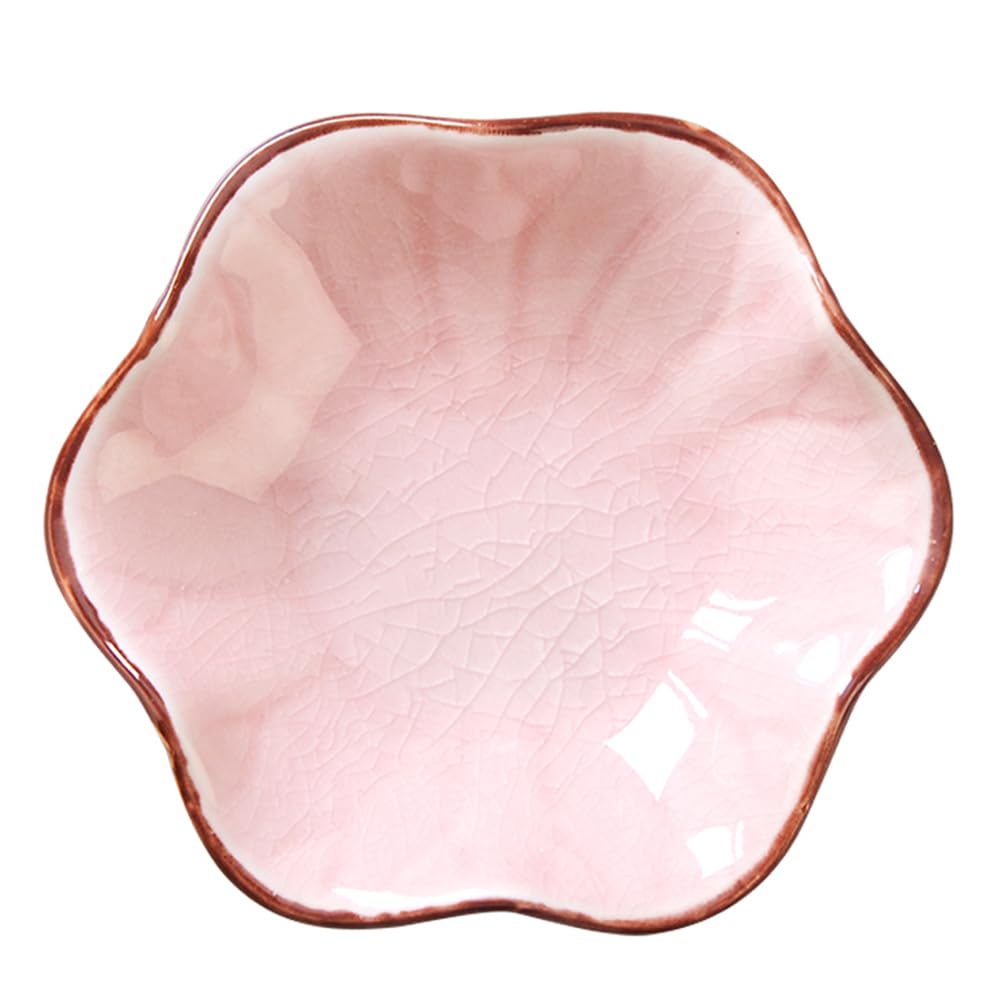 JAMEND CLXP Ice Cracking Leaf Jewelry Dish, Decorative Ring Holder Small Trinket Tray Bowl, Gifts for Daughter Mom Friends, Pink.