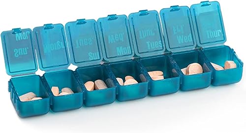 Miniatura 4 de Caja de farmacia de bolsillo, pastilleros 7 días 1 veces al día con 7 compartimentos (desmontablecombinado), organizador de pastilleros de viaje,