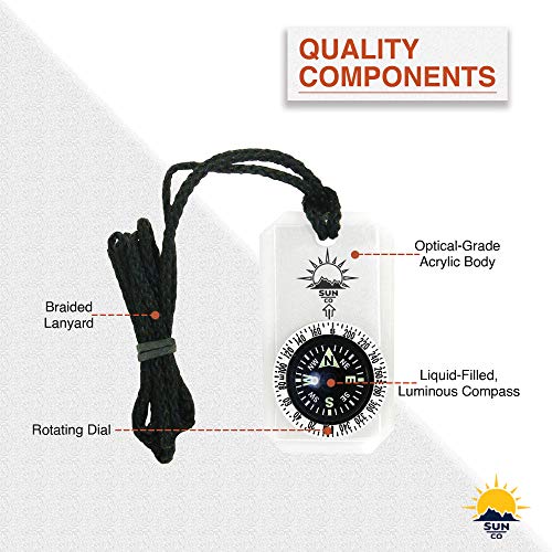 Sun Company Minicomp Ii - Mini Orienteering Compass With Rotating Bezel | Easy-To-Read Zipper Pull Compass For Jacket, Parka, Or Pack #TOP3