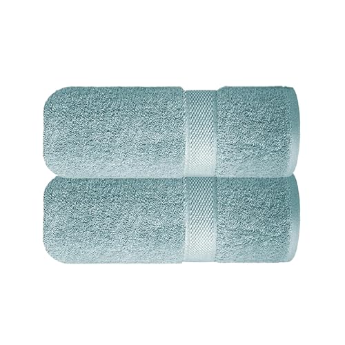 Image of Sulfar 100% Combed Cotton, Quick Drying Highly Absorbent Thick Bathroom Towels, Luxury Bath Towel Set (Pack of 2, 70 X 140 cm) - 600 GSM (Nile Blue)